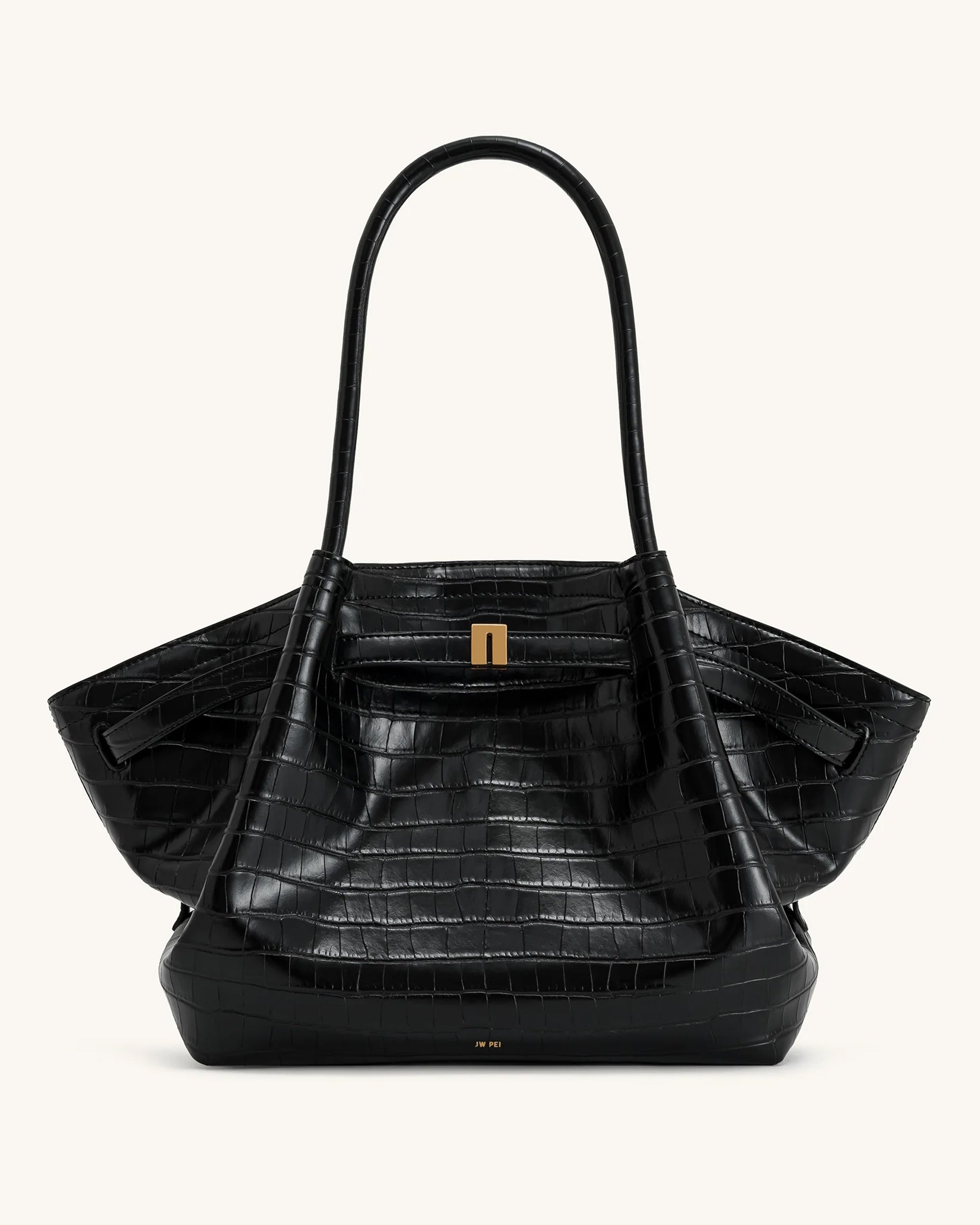 Hana Large Tote Bag - Black Croc | JW PEI