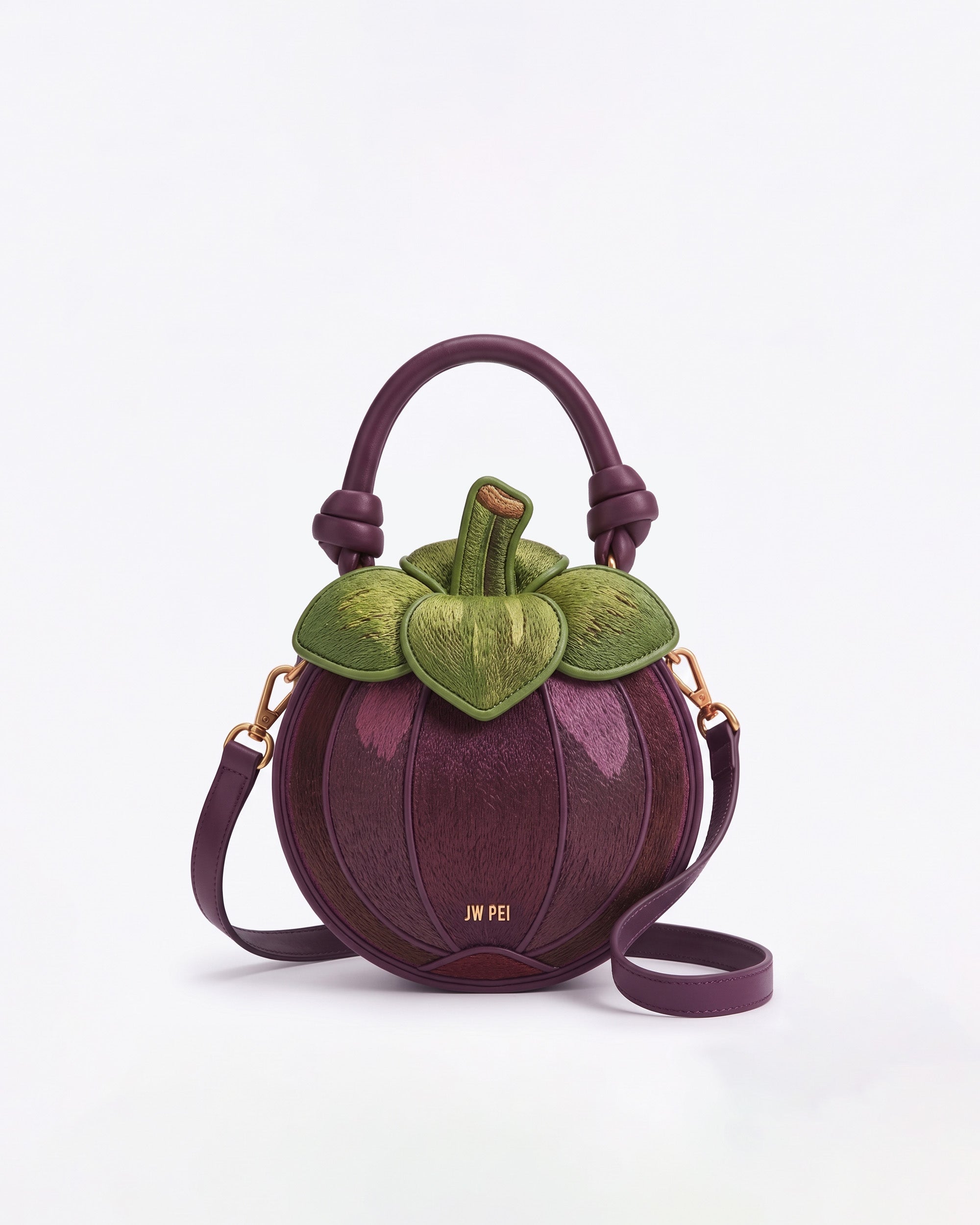 Embroidered Mangosteen Top Handle Bag - Purple | JW PEI
