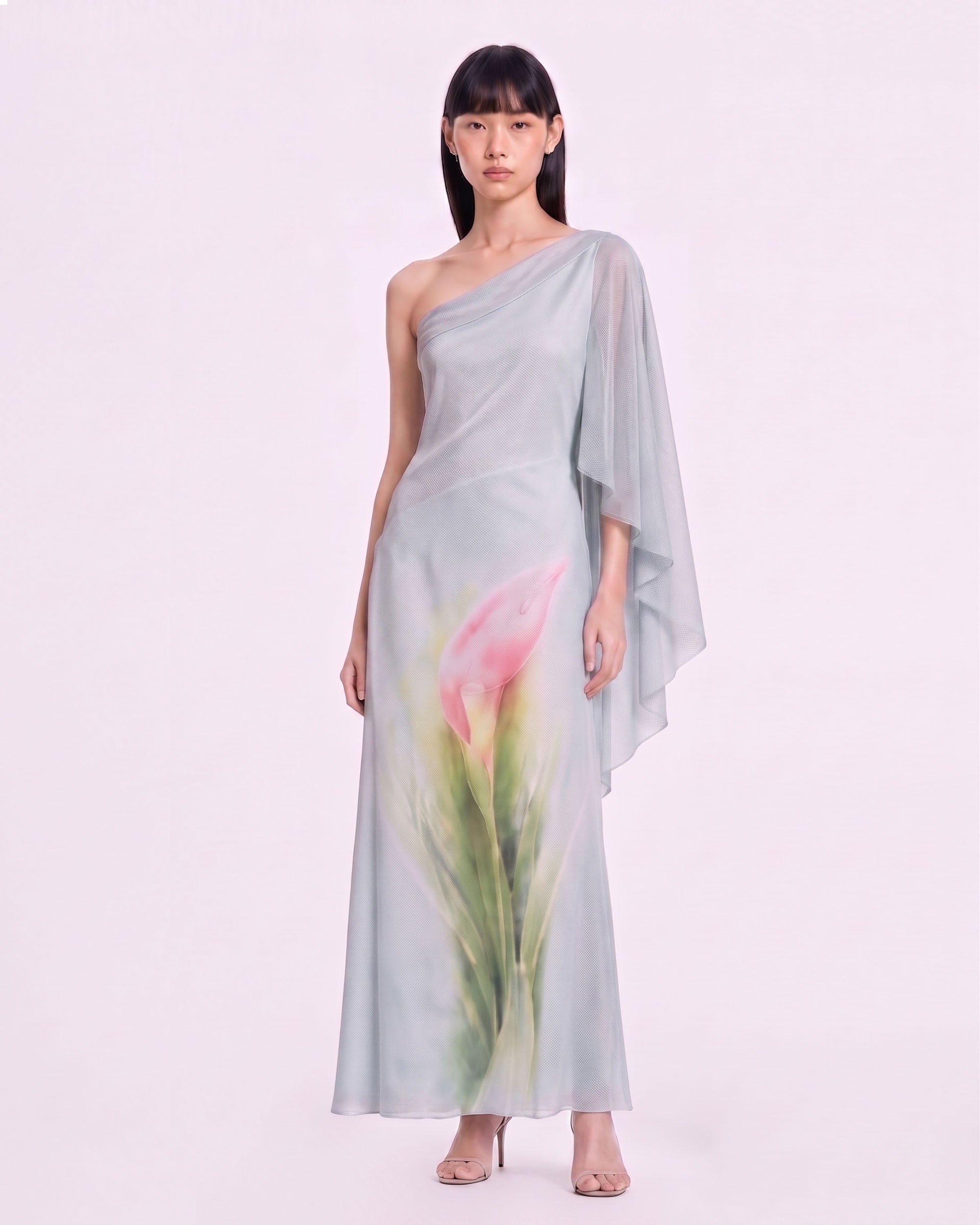 light blue cape dress Calla Lily One-Shoulder Maxi - something blue wedding shoes Blue Archive: Kayoko (Dress) Color:White A polished dress cover
