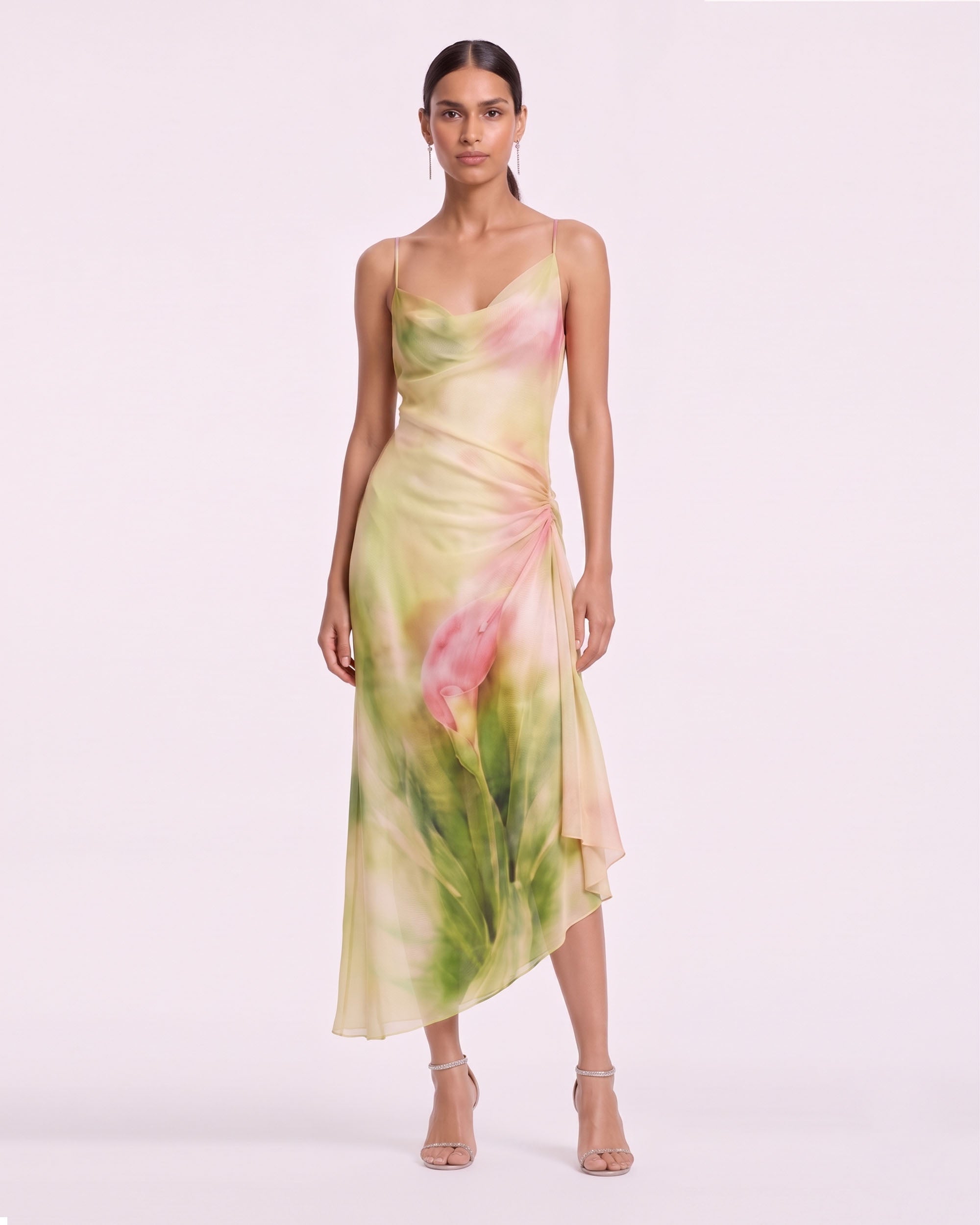 calla midi dress Lily Cowl-Neck Ruched - Yellow Color:Lotus Flower | (sv2325) The dress combines sophisticated embroidered tulle wedding dress ROSS DRESS FOR LESS