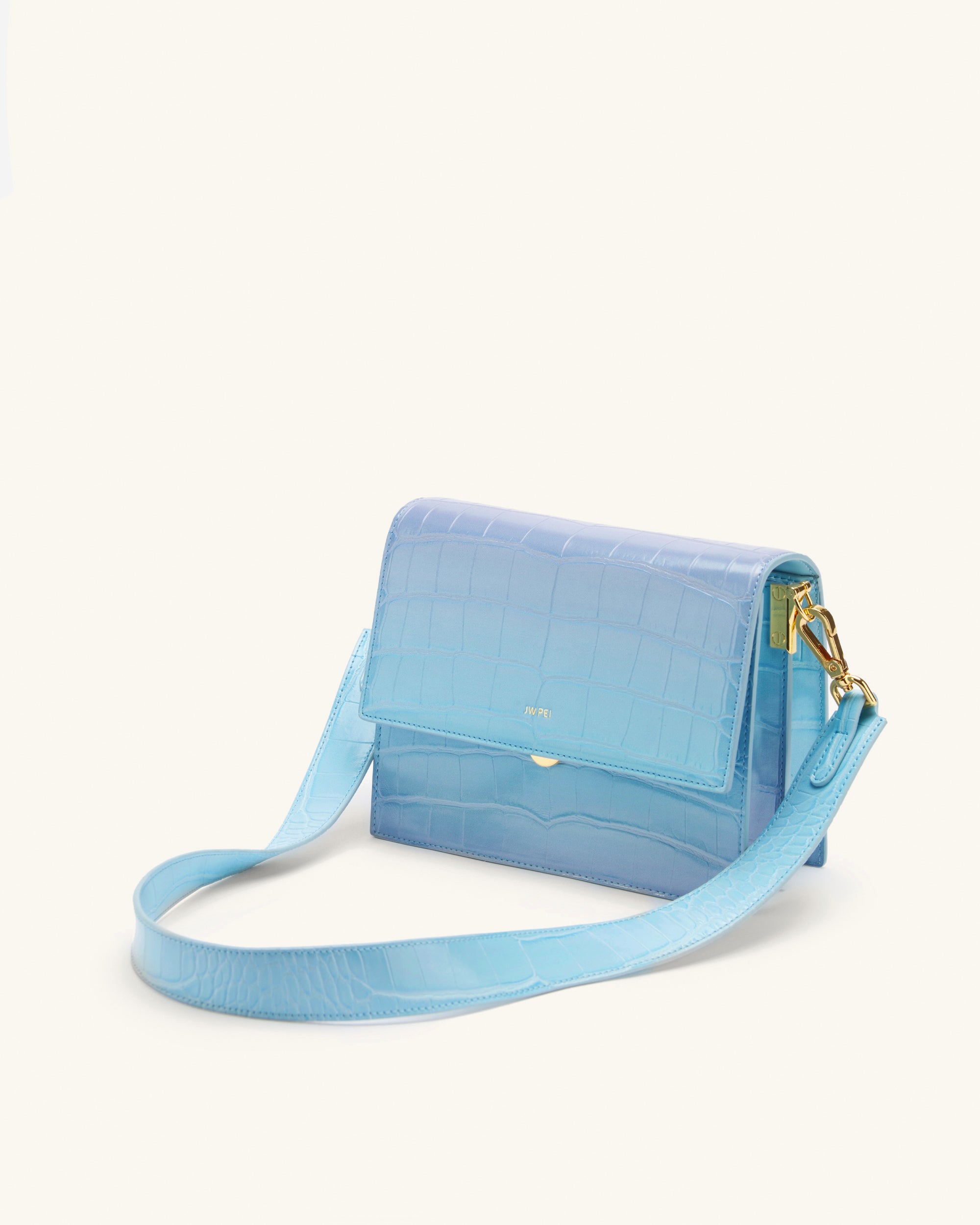 Mini Flap Crossbody - Blue & Purple Gradient Croc