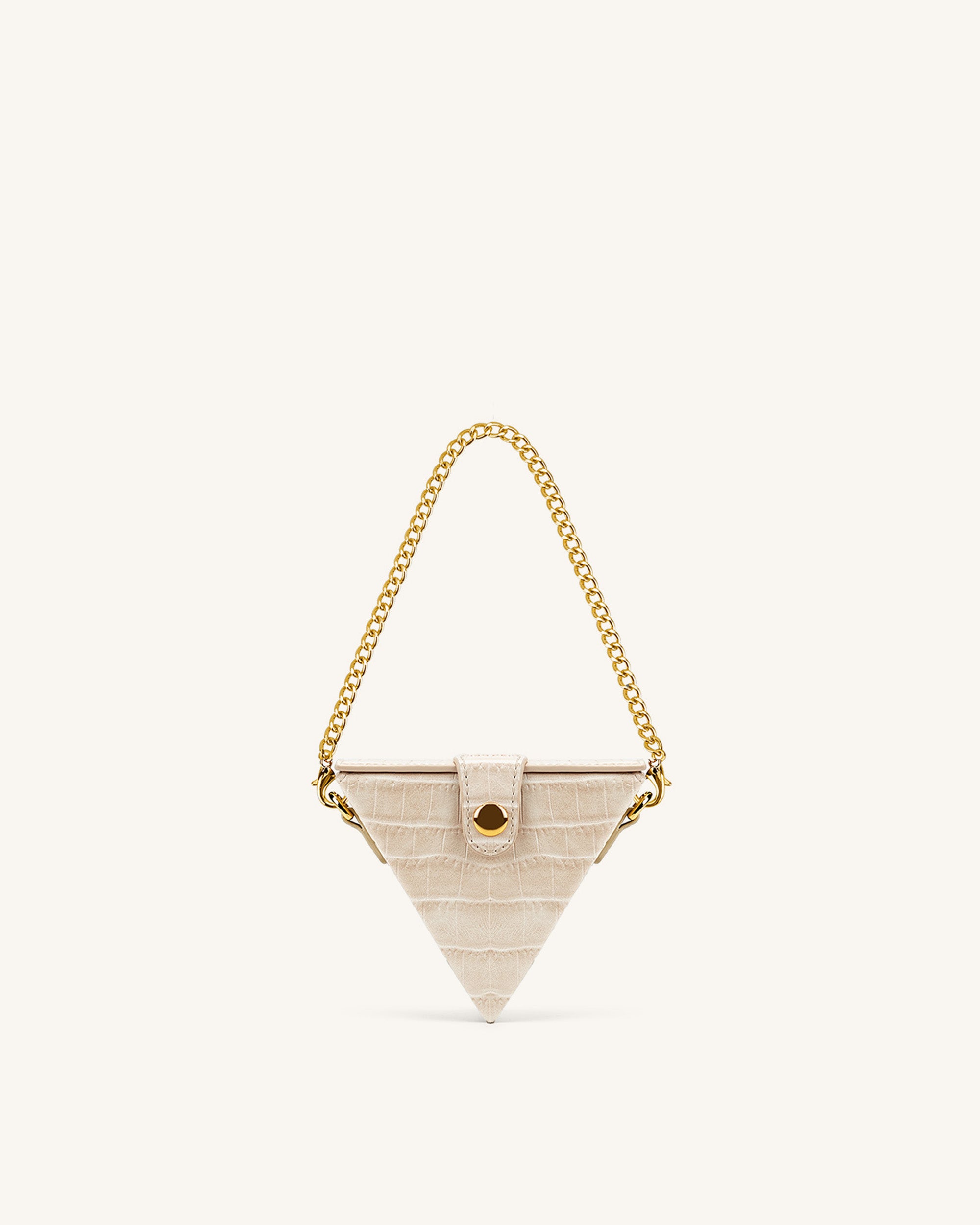 Triangle Mini Box - Light Beige Croc