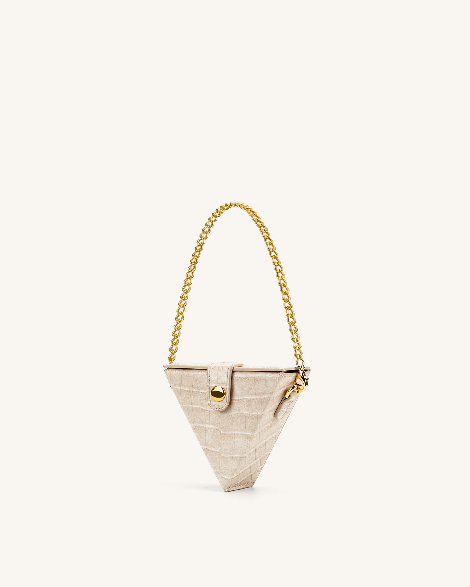 Triangle Mini Box - Light Beige Croc