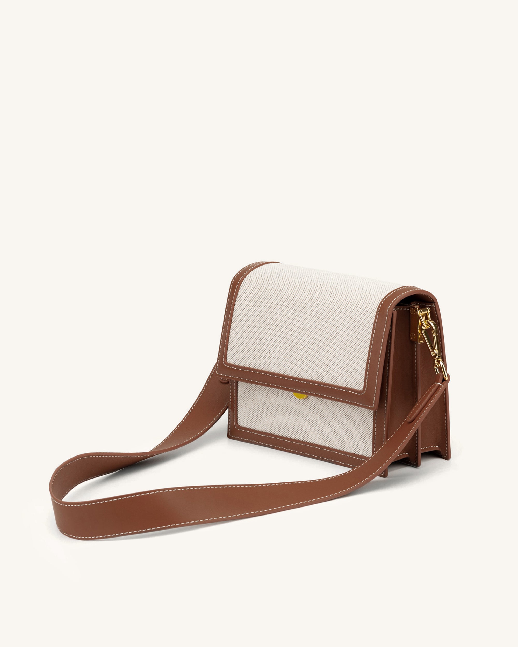 Mini Flap Crossbody Beige Canvas - Main Image