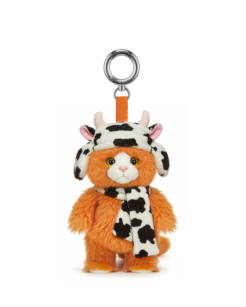 Fuzzy Orange Cat Figure Bag Charms Keychain - Orange