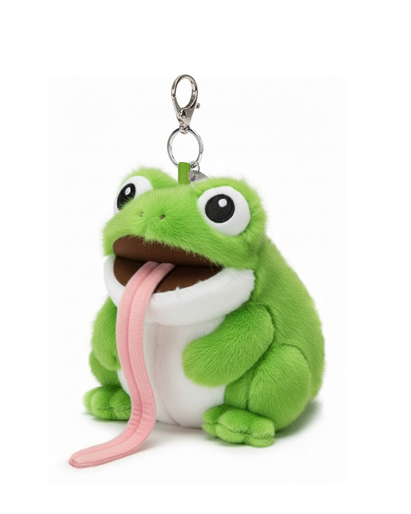 Cute Frog Plush Bag Pendant with Tongue – Green