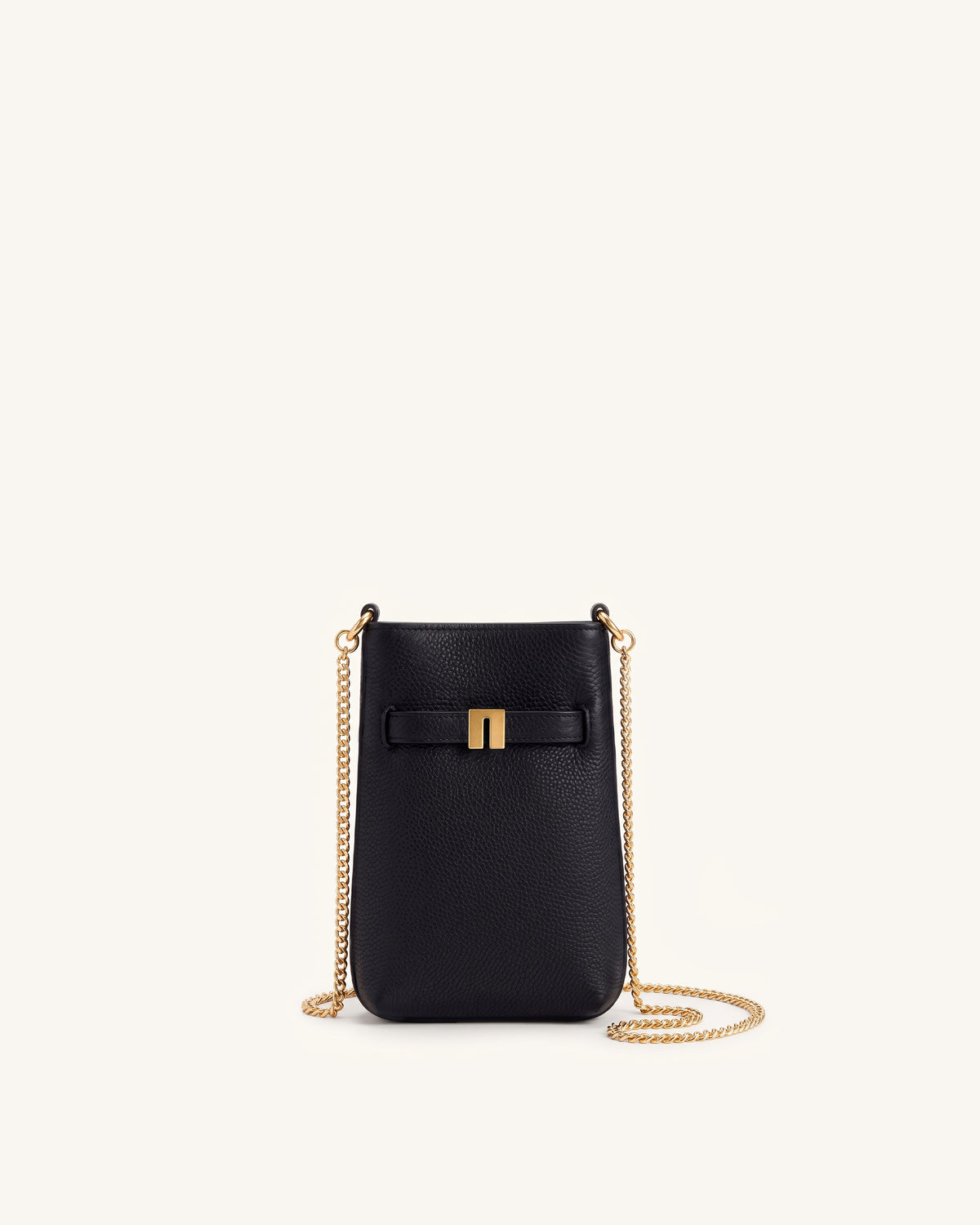 Hana Pebbled Phone Crossbody Bag – Black