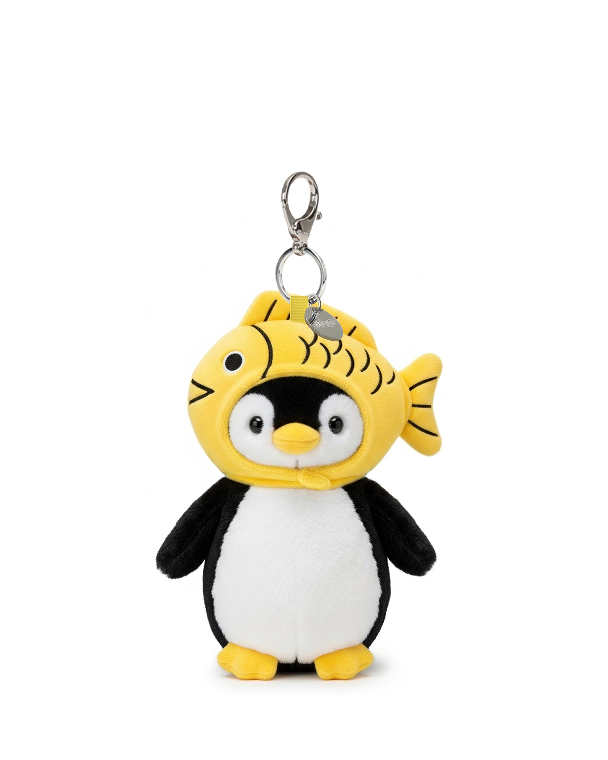 Fish Penguin Plush Bag Charm Keychain – Black & Yellow
