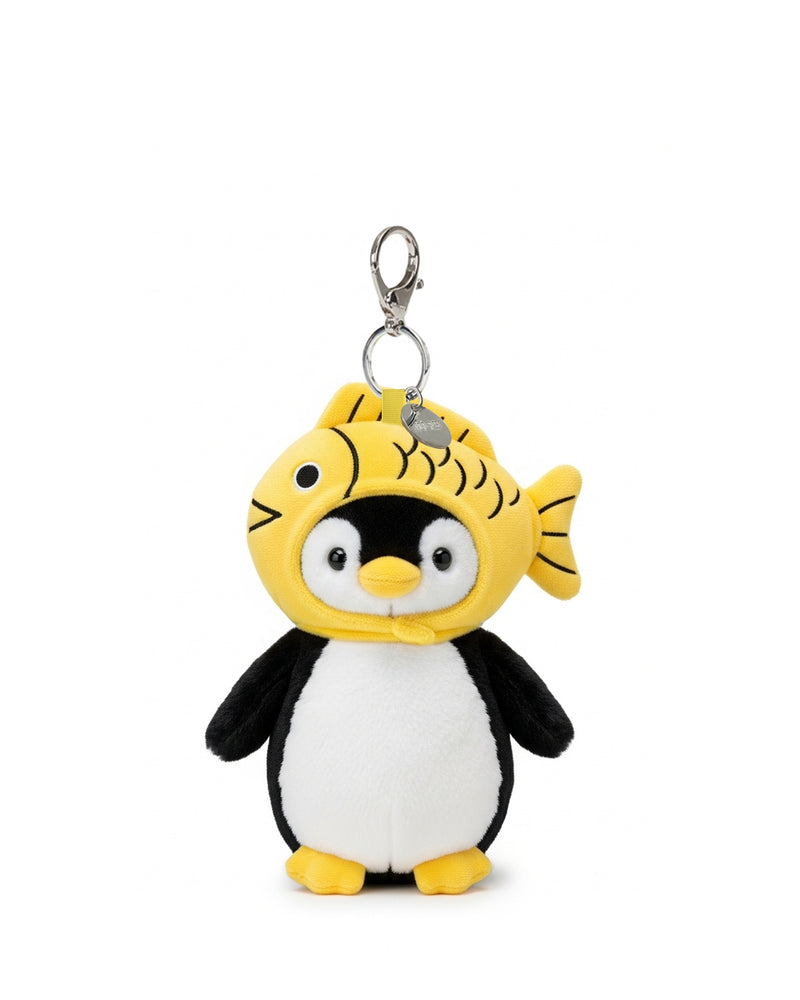Fish Penguin Plush Bag Charm Keychain – Black & Yellow