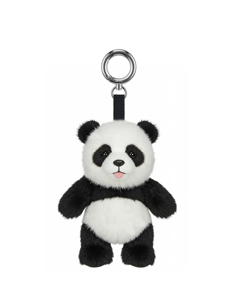 Fuzzy Panda Figure Bag Charms Keychain – Black/White