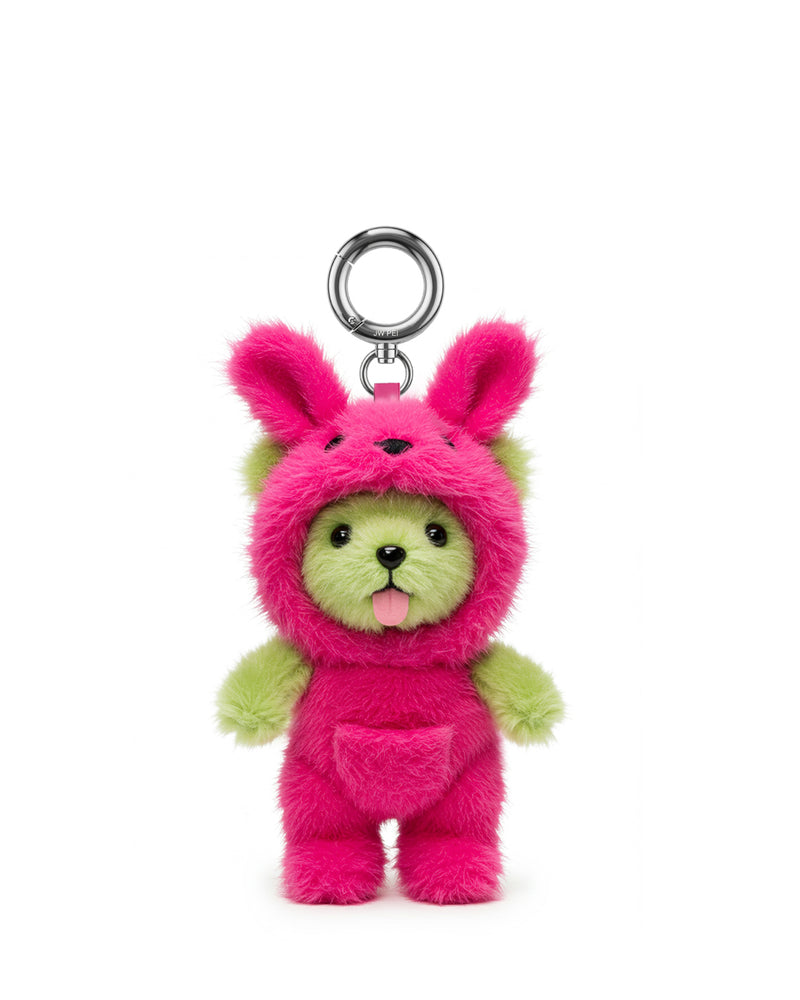 Pink Bunny Hood Bear Bag Charms Keychain – Rose Red/Green