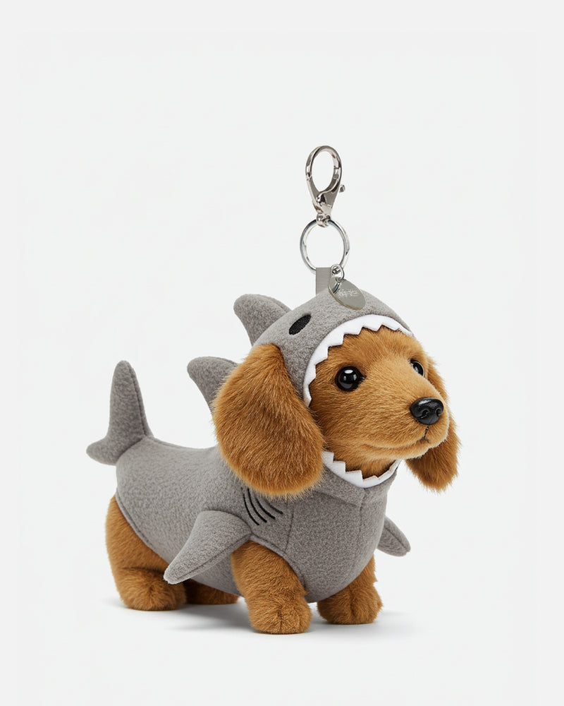 Shark Puppy Plush Bag Charm Keychain – Brown