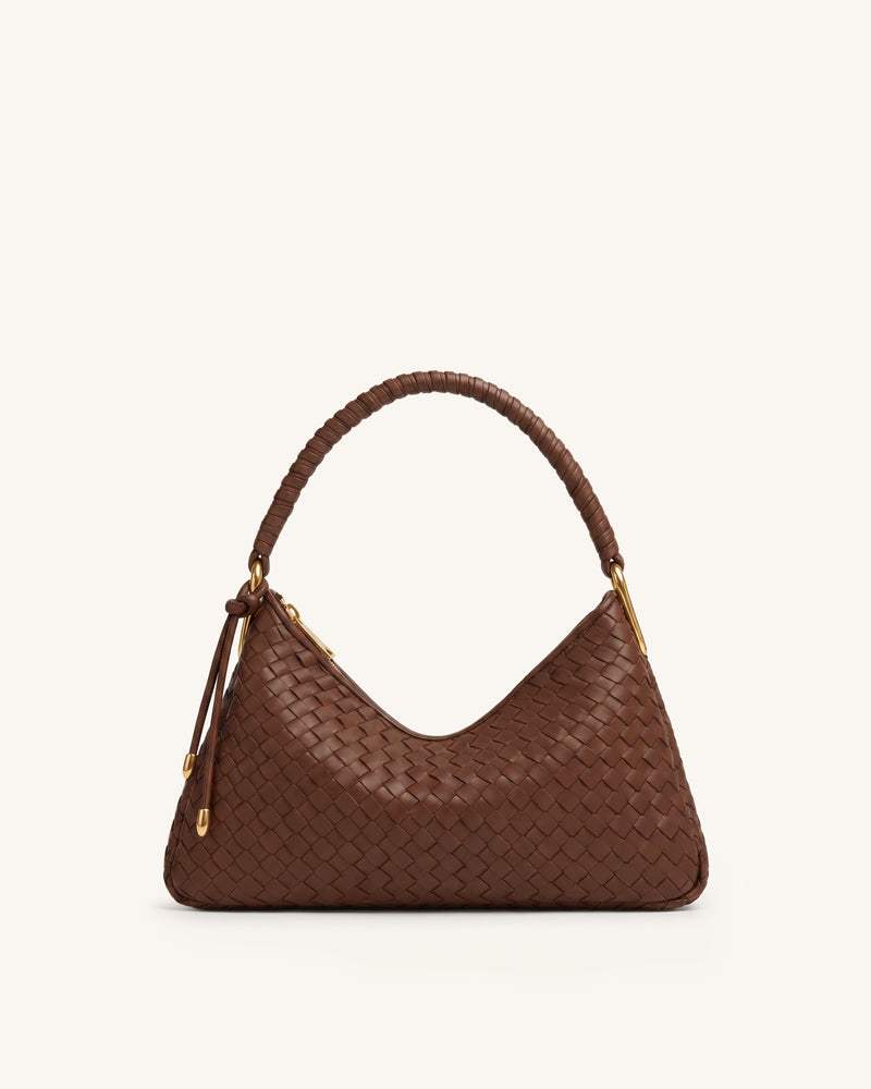 Lorena Woven Shoulder Bag - Coffee Brown
