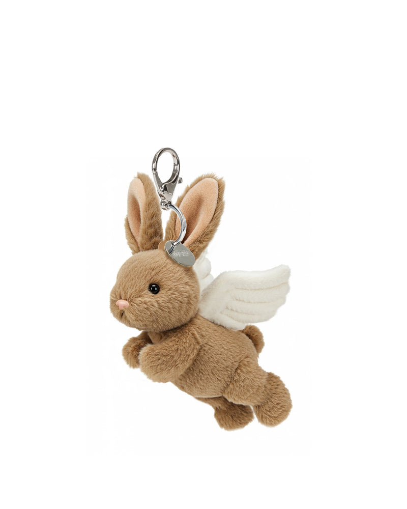 Flying Bunny Angel Bag Charms Keychain – Brown/White