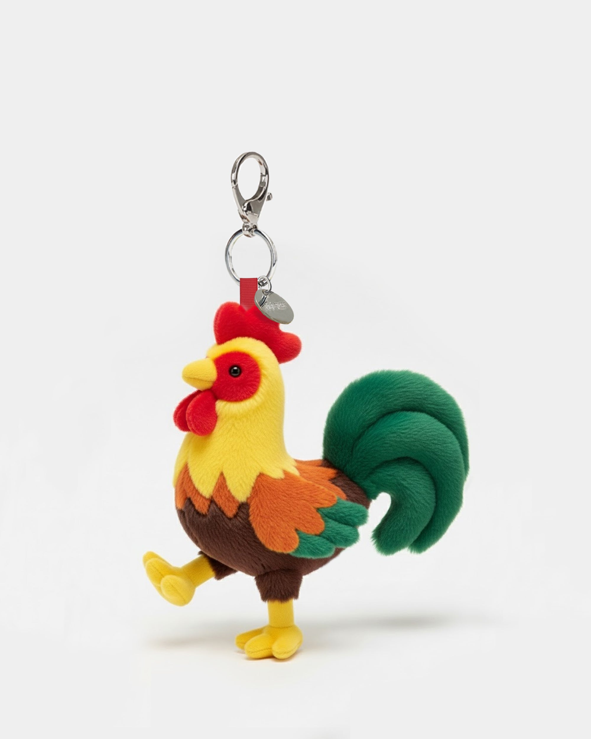 Rooster Plush Bag Charm with Keychain Clip – Multicolor