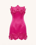 Orchid Trim Strapless Mini Dress - Fuchsia