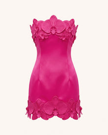 Orchid Trim Strapless Mini Dress - Fuchsia