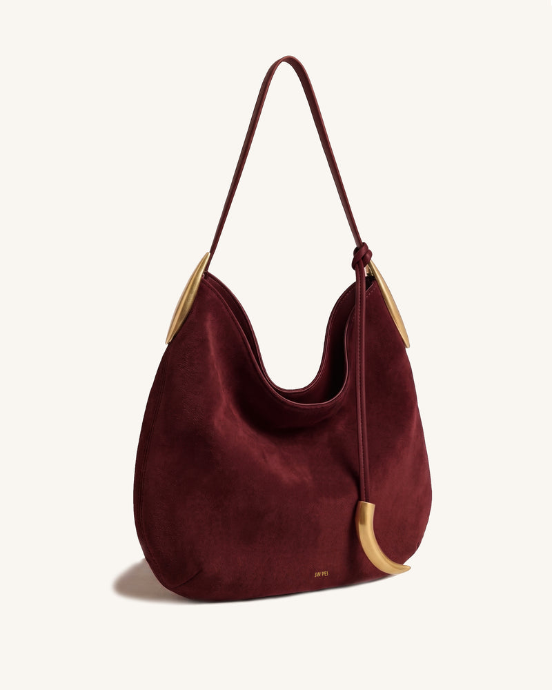 Crescent Hobo Bag - Burgundy