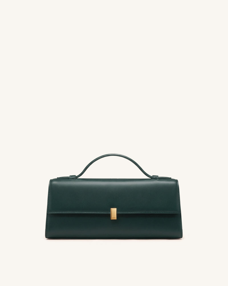 Delphine Flap Top Handle Bag - Deep Dark Green