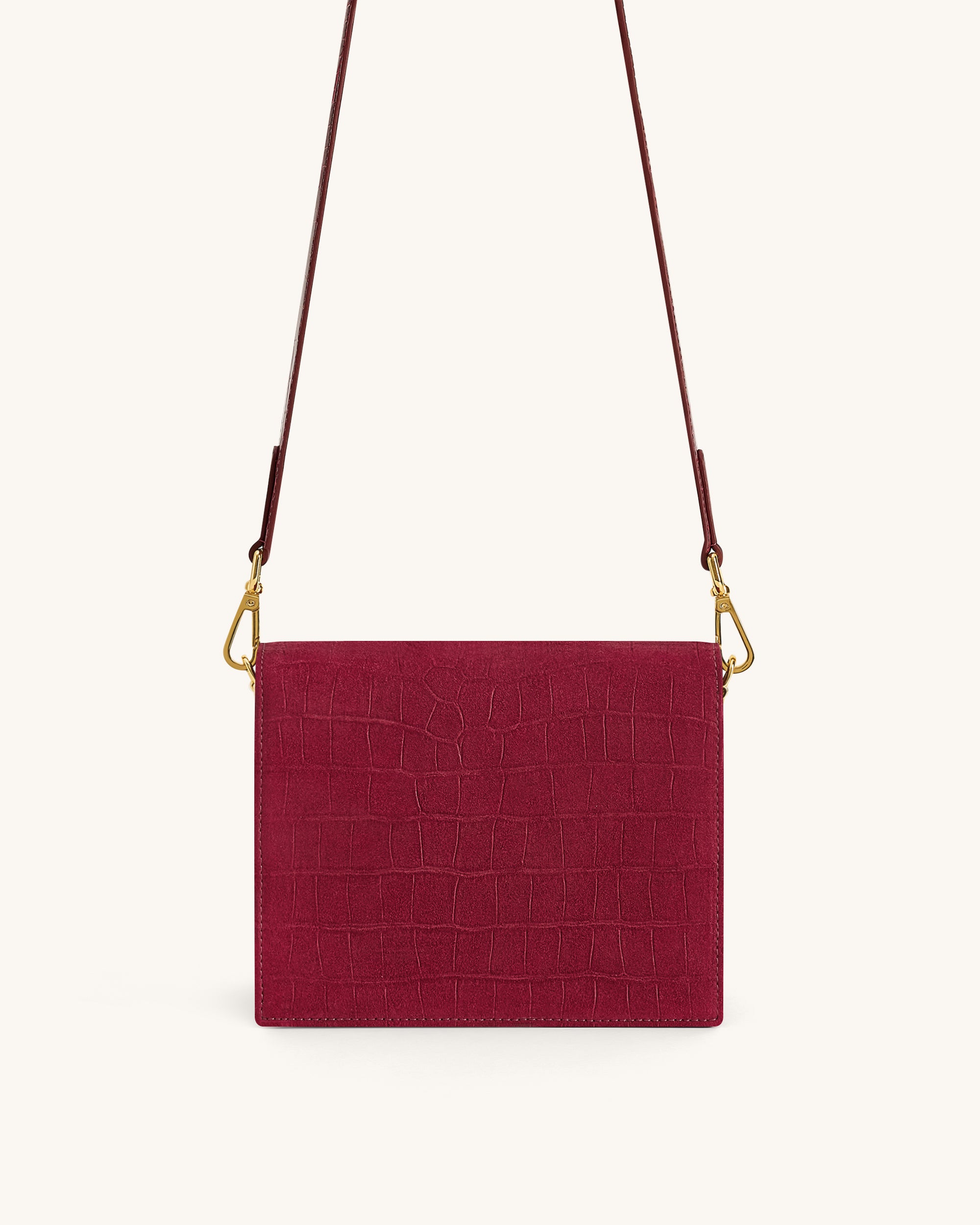 Mini Flap Faux Suede Croc Embossed Crossbody - Burgundy | JW PEI Mini Flap Faux Suede Croc Embossed Crossbody - Burgundy | JW PEI
