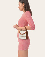 FAE Top Handle Crossbody - Beige & Brown Croc