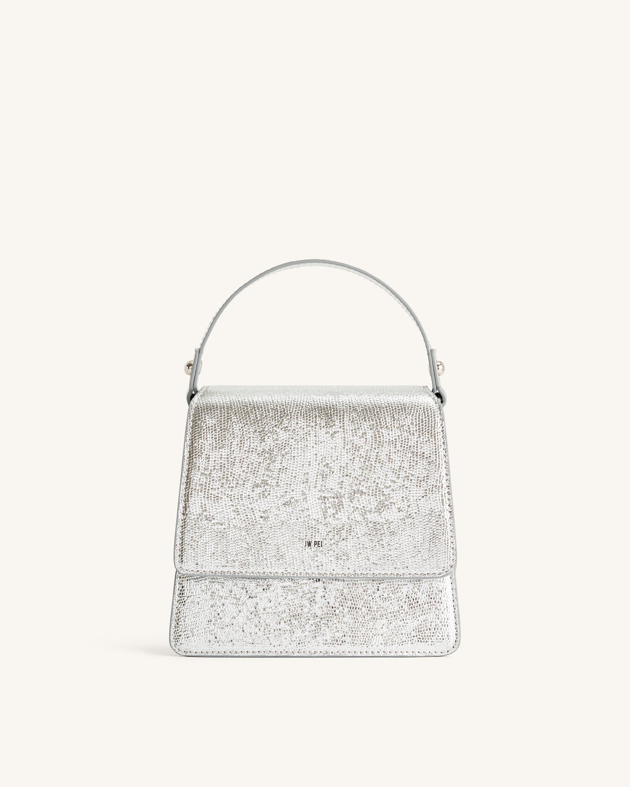 FAE Metallic Top Handle Crossbody - Silver Lizard