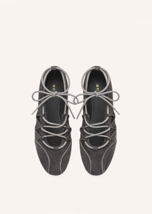 Iria Lace-Up Ballet Flats - Dark Grey