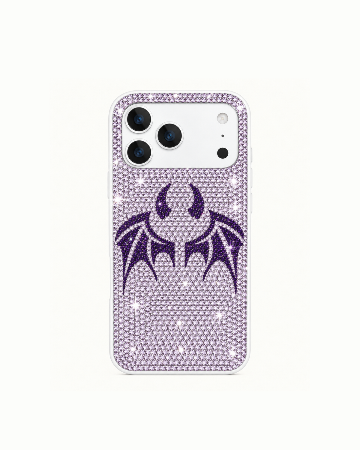 Purple Bat Artificial Crystal Phone Case - Lavender & White