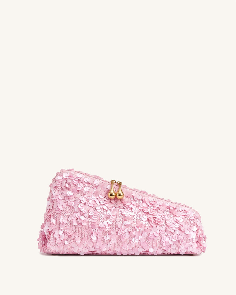 Nerina Sequin Draped Clutch - Blush Pink
