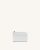 Quinn Metallic Zipped Card Holder - Silver