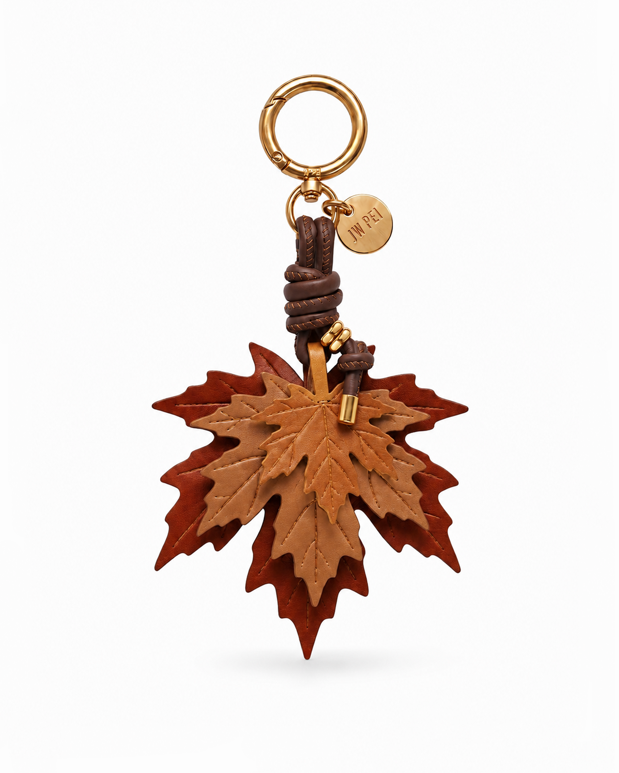 Maple Leaf Bag Charm - Brown Multi