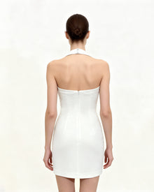 Floral Halter Bodycon Dress - White