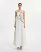 Iris Floral Halter Bodycon Dress - White