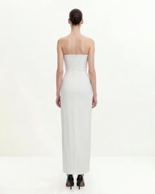 Floral Strapless Maxi Dress - White