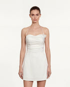 Floral Ruched Halter Mini Dress - White