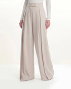 Pleated Wide-Leg Trousers - Beige