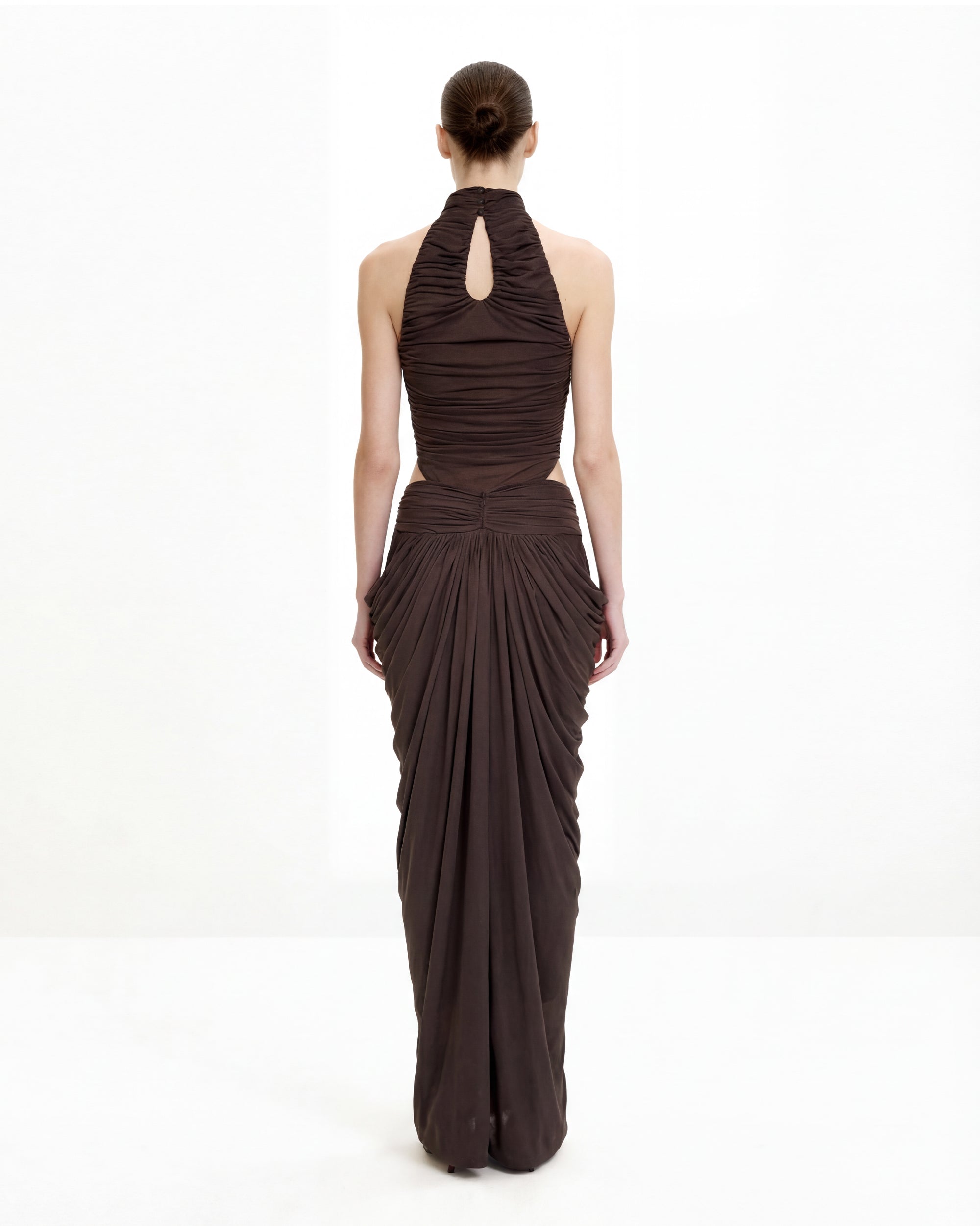 Draped Twist-Front Maxi Skirt - Brown | JW PEI