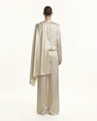 Satin Wide-Leg Trousers - Cream