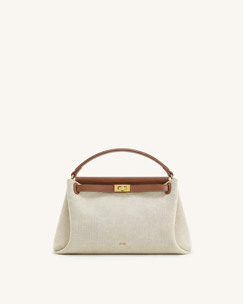 Carmen Top Handle Bag - Brown Canvas