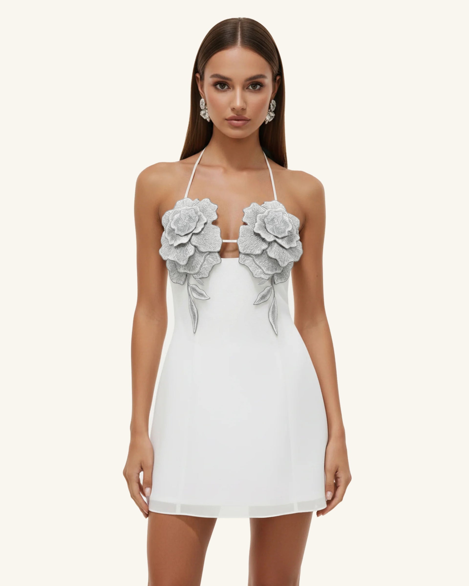 Flower Embroidered Mini Dress - White | JW PEI Flower Embroidered Mini Dress - White | JW PEI