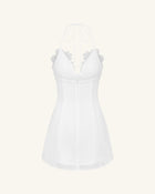 Flower Embroidered Mini Dress - White