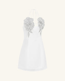 Flower Embroidered Mini Dress - White 10 | US Flower Embroidered Mini Dress - White 10 | US