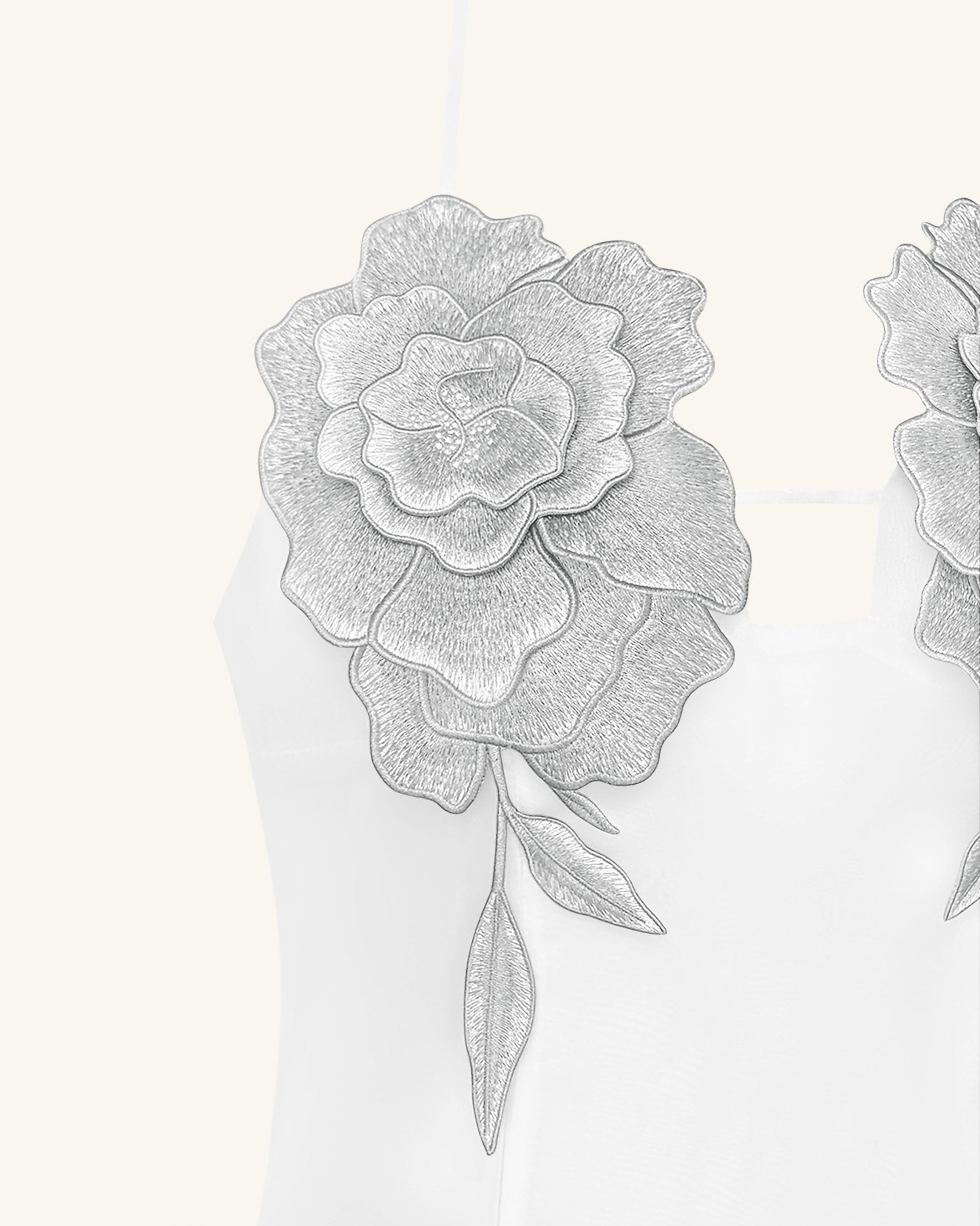 Flower Embroidered Mini Dress - White 10 | US Flower Embroidered Mini Dress - White 10 | US