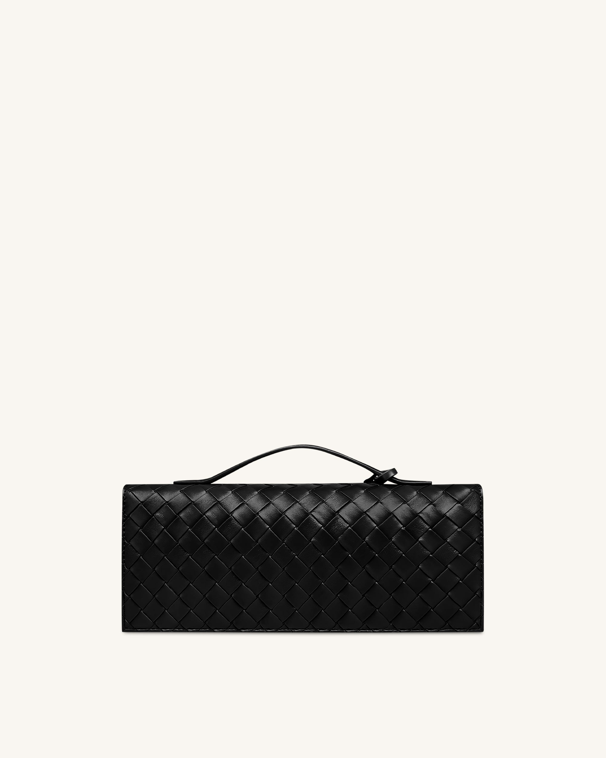 Celeste Woven Textured Envelope Top Handle Bag - Black | JW PEI