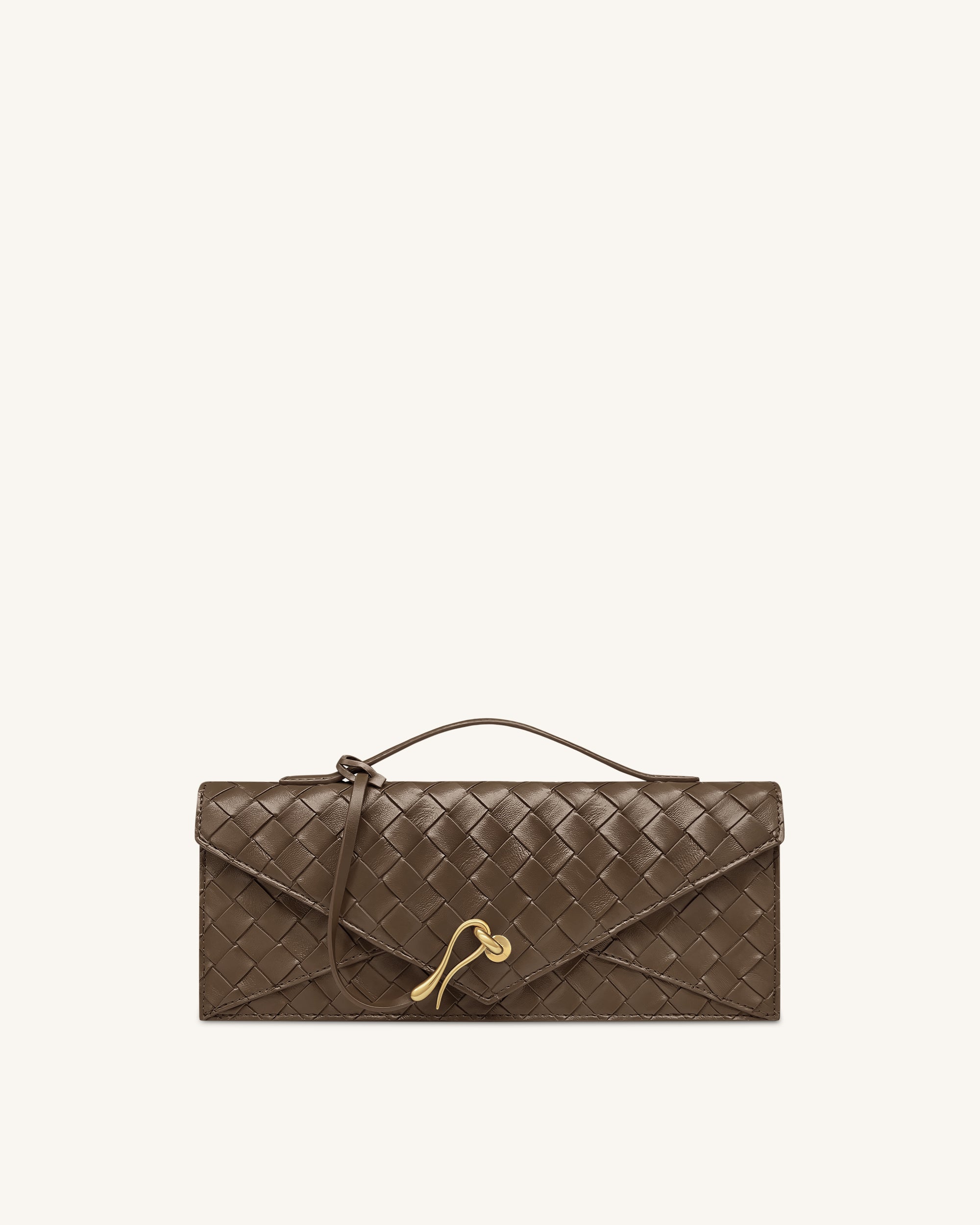 Celeste Woven Textured Envelope Top Handle Bag - Mocha Brown | JW PEI