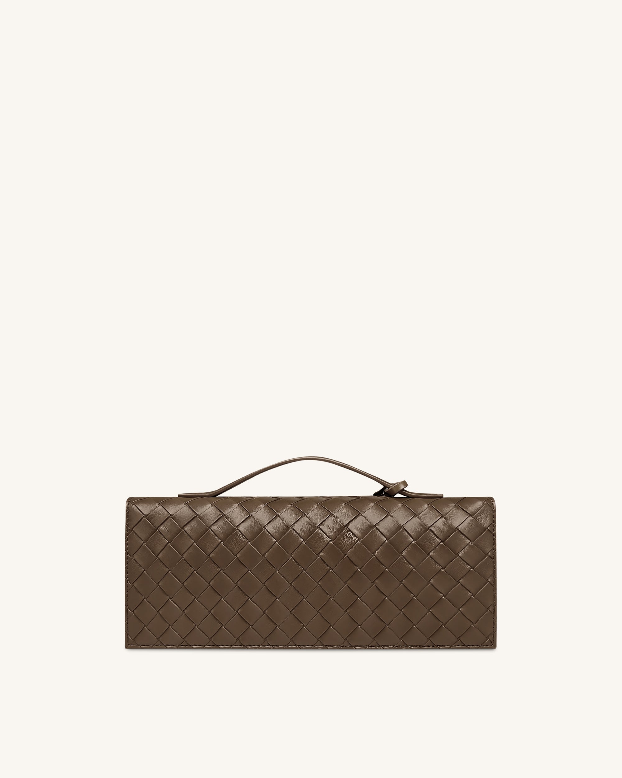 Celeste Woven Textured Envelope Top Handle Bag - Mocha Brown | JW PEI