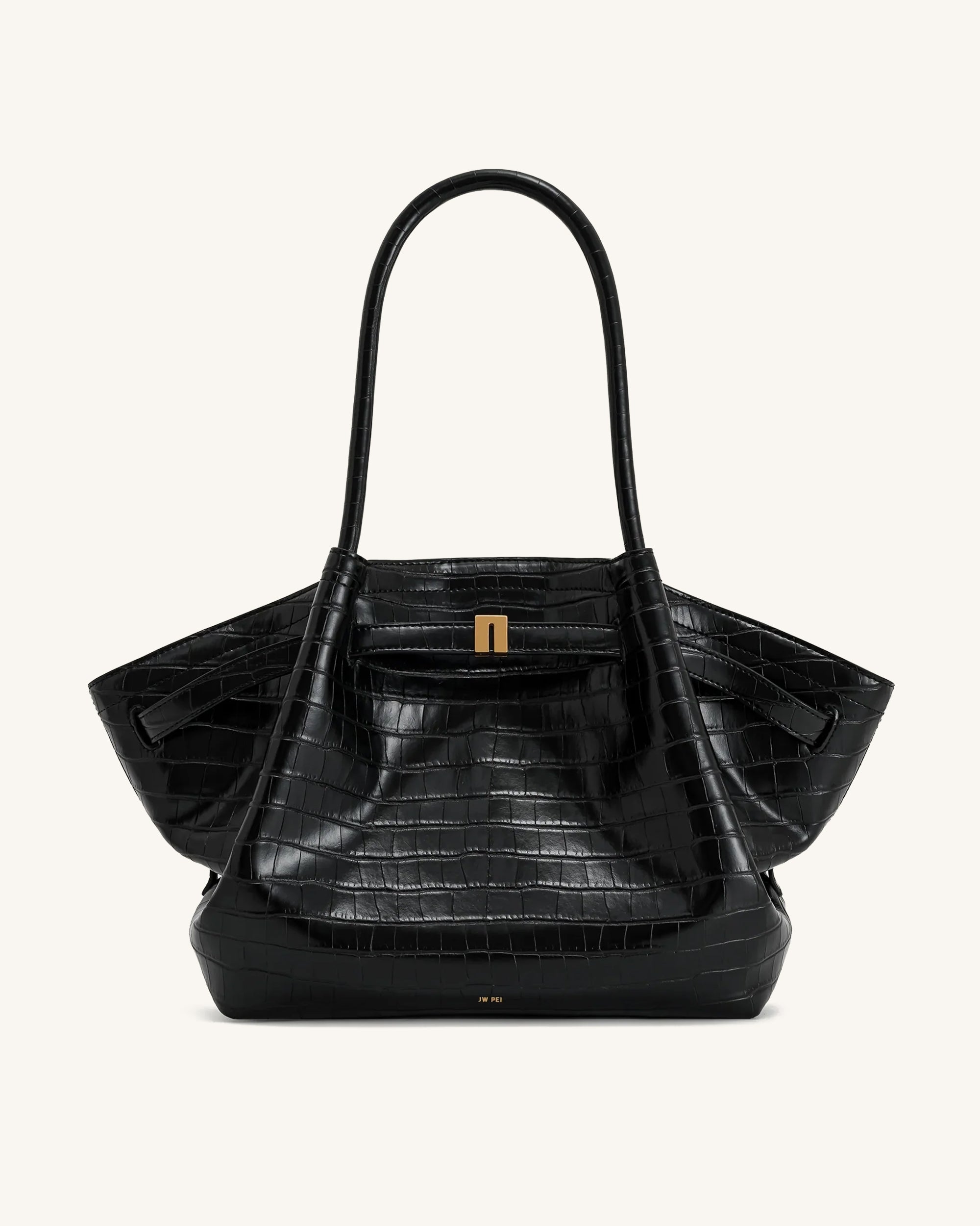 Hana Large Tote Bag - Black Croc | JW PEI