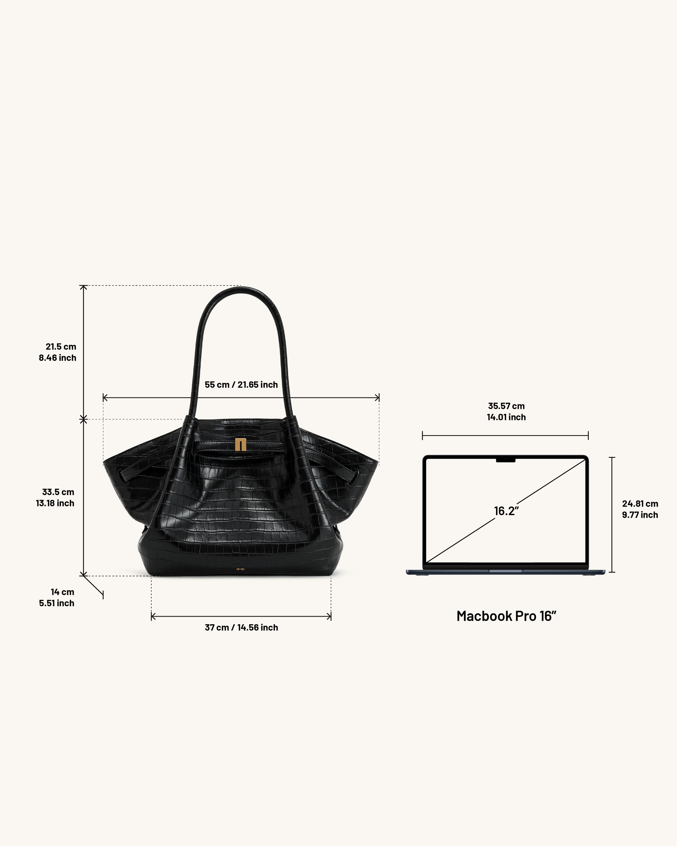 Hana Large Tote Bag - Black Croc | JW PEI
