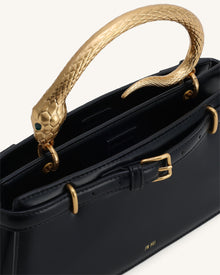 Elena Snake Handle Top Handle Bag - Black