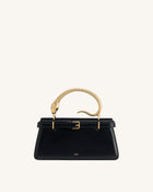 Elena Snake Handle Top Handle Bag - Black